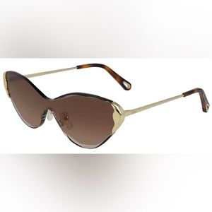 CHLOE • Curtis Cat Eye Sunglasses • Brown Lenses with Gold Trim • 60mm